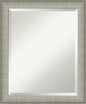 Amanti Art Silver Bathroom Mirror for Over Sink, 23x19 Elegant Brushed Pewter Narrow Rectangle Vanity Mirror, Small Casual Frame, Hangs Horizonally and Vertically, Bathroom Wall Decor, Beveled Edge