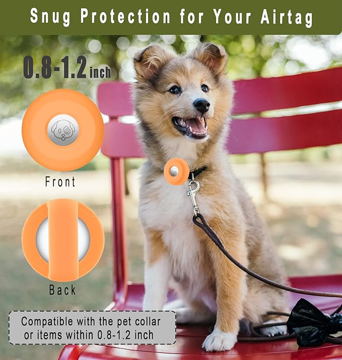 Airtag Holder for Dog Collar, Cibaabo Silicone Air Tag Case Cover Compatible with Apple Airtags for 0.8-1.2inch Cat Pet Collar Harness Loop-Mewly Pet