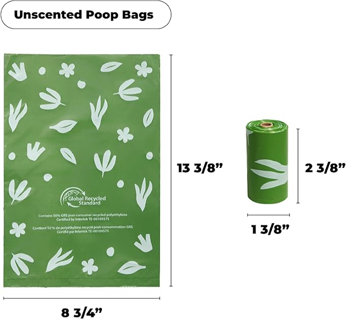 Best Pet Supplies Poop Bags for Dogs, 50% Post-Consumer Recycled Content dog waste bags on rolls, fits all poop bag holders for leashes - 150 Count, Green, Unscented-Mewly Pet