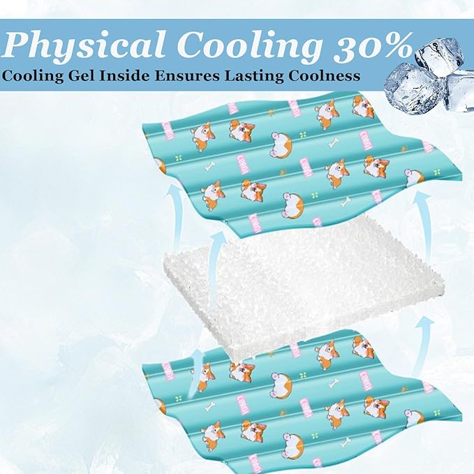 Dog Cooling Mat, Cooling Mat for Dogs & Cat, Provides Instant Relief for Small, Medium, Large Dogs, Washable, Non-Slip Design, Perfect for Hot Summer Days to Keep Pets Comfortable(S 20''*16'')-Mewly Pet