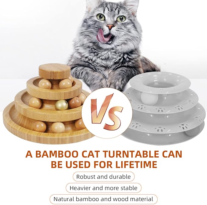 Cat Ball Track Toy,Kitty Toys Roller,3-Level Ball Tower with 9 Removable Balls,Interactive Cat Toy, DIY Circle Fun Toy for Kitten Mental Physical Exercise - Medium Size-Mewly Pet