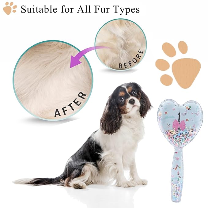 Small Dog Brush, Soft Dog Grooming Comb for Shih Tzus, Yorkies, Maltipoos, Maltese, Love Shape Puppy Massaging Pet Hair Brush, Cat Brush, for Small Dogs Cats of All Hair Types (Sky Blue)-Mewly Pet