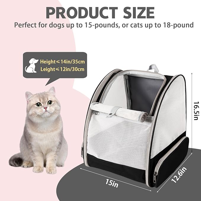 Cat Backpack Carrier,Pet Carrier Airline Approved for Small Dog Cat Puppy Kitten Bunny,Ventilated Mesh Design Animal Backpack for Hiking Camping Travel Bag (Black)-Mewly Pet