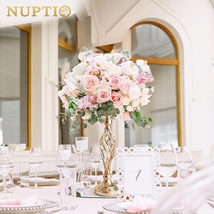 2 Pcs Versatile Metal Flower Arrangement & Candle Holder Stand Set for Wedding Party Dinner Centerpiece Event Restaurant Hotel Decoration (Gold, 2 x S)