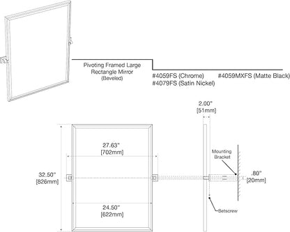 Gatco 4059MXFS Elevate Framed Rectangle Mirror, Matte Black, 32.5"H