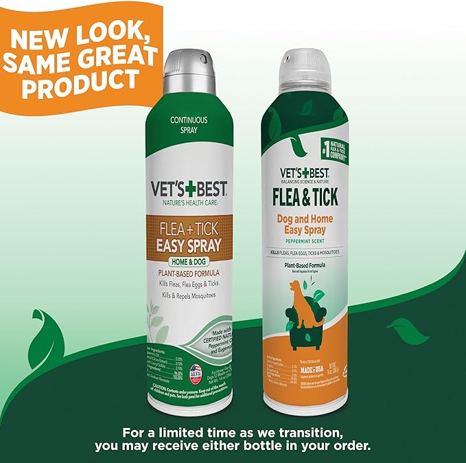 Vet's Best Natural Flea and Tick Home Spray, Dog Flea and Tick Treatment for Home, Plant-Based Flea and Tick Prevention, Dog Flea & Tick Control and Mosquito Repellent, Certified Natural Oils, 14 oz-Mewly Pet