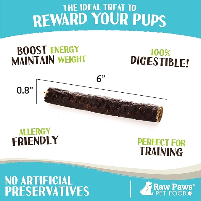 Raw Paws Wild-Caught Venison Dog Treats, 6-oz - Packed in USA - Real Meat Jerky - Single Ingredient Venison for Dogs-Mewly Pet