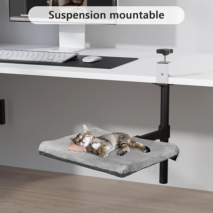Cat Desk Bed - Perfect Cat Hammock for Your Desk Perch Adjustable Steel Frame Soft Fabric Removable Washable 16 inch Unique and Modern cat Furniture-Mewly Pet