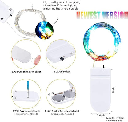 Christmas Fairy Lights Battery Operated-15 Packs 20 LED 6.6FT Silver Wire String Lights Firefly Starry Lights for DIY Custom Wedding Party Table Centerpiece Decoration (Multicolor)