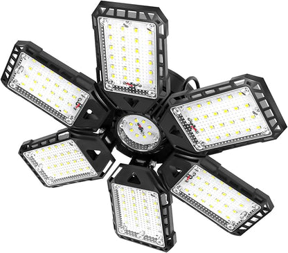 LED Garage Lights 1 Pack -180W, 18000LM 6500K Led Shop Light with 6+1 Deformable Panels, Basement Barn Light Garages Ceiling Lights, E26/E27 for Garage, Warehouse, Shop