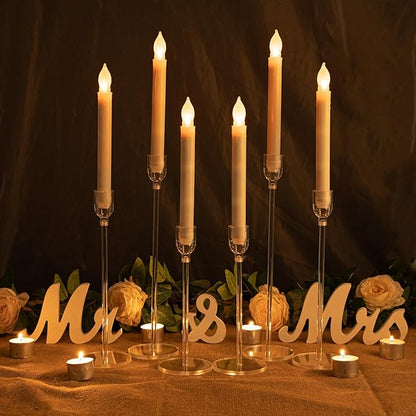 Vincidern 18pcs Clear Taper Candle Holders for Table Centerpieces, Acrylic Candle Holder Set for Wedding, Events, Party, Christmas, Halloween, Clear Decorative Candlestick Holders