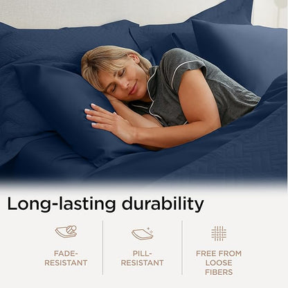 Threadmill Luxury 800 Thread Count Full Size 100% Cotton Sheets - Folkstone Blue Sateen Weave Bed-Sheets, Better Than Egyptian Cotton, 4 Pc Solid Bed Set, Fits 16" Deep Pocket
