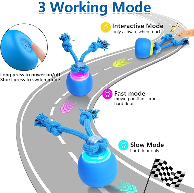 Interactive Dog Toys, Moving Dog Ball with Touch Activated, Active Rolling Ball for Puppy and Medium Dogs, Squeaky, USB Rechargeable-Mewly Pet