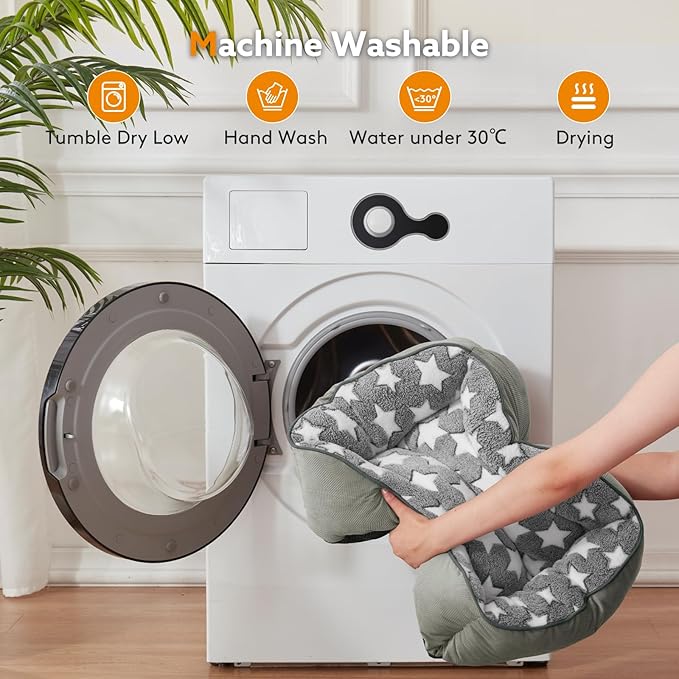 SIWA MARY Medium Dog Bed - Washable, Orthopedic, Soft Calming Puppy Bed, Fluffy Durable Pet Bed with Non-Slip Bottom - M(30"x24"x9") Dark Grey-Mewly Pet