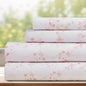 DREAMCARE Queen Size Sheets - Cooling Bed Sheets - 4pcs Set - Queen Sheet Set - Sheets Queen Size Bed - Queen Size Sheet Sets - Soft & Long Lasting 100% Fine Brushed Floral Sheets - Floral Blue