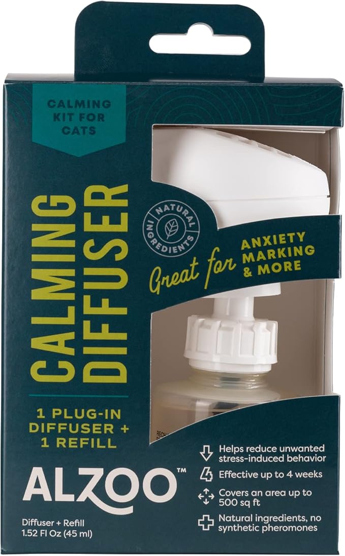 Calming Diffuser for Cats, Kit Includes 1 Plug-in Diffuser & 1 Refill, Helps Reduce Unwanted Stress-Induced Behavior, 100% Plant-Based Active Ingredients, Covers Up to 500 Sq. Ft, 1.52 Fl. Oz.-Mewly Pet