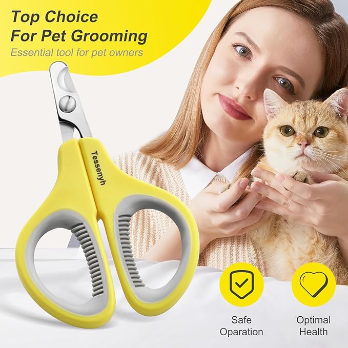 Professional Cat Nail Clipper, Stainless Steel Cat Nail Trimmer for Small Animals, with Sharp Blade and Anti-Slip Handles for Safe and Effective Grooming-Mewly Pet