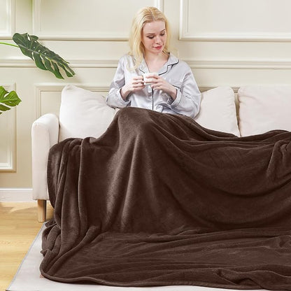 HOZY Soft Blanket King Size Fleece Warm Fuzzy Throw Blankets for The Bed Sofa Lightweight 350GSM Chocolate 90"*108"