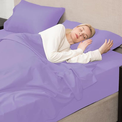 Mejoroom California King Size Sheet Set - Soft Microfiber Bed Sheets,Deep Pocket Fitted Sheet, Breathable, Wrinkle & Fade Resistant - 4 Piece (California King, Violet)