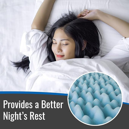 DMI Twin XL Mattress Topper Egg Crate Foam for Pressure Relief, Weight Distribution & Enhanced Airflow | Dorm Bed Mattress Topper 2 Inch - Improved Comfort & Alignment- Blue