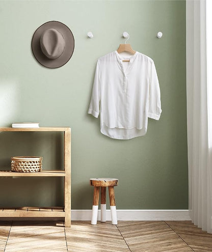 Wooden White Wall Hooks - Pack of 4 - Wall Mounted Decorative Hook - Modern Farmhouse Wood Pegs for Hanging Hat, Coat, Robe - Purse and Backpack Hanger for Entryway