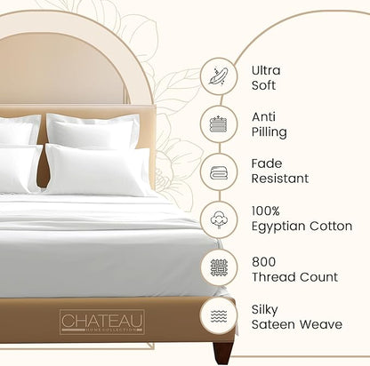 100% Cotton Sheets Split King Size Sheets Set with Fitted Sheet & Pillowcase Sets, 800 TC Sateen Weave 4 PC Deep Pocket Split King Sheet Set, Soft & Comfy Naturally Cool Luxury Bedding – Chocolate