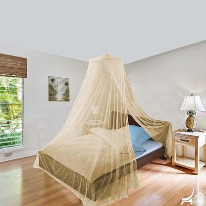 Just Relax Decorative Elegant Bed Net Canopy Set Including Full Hanging Kit, Ideal for Indoors or Outdoors, Intended for a for Covering Beds, Cribs, Hammocks (Beige, Twin/Full)