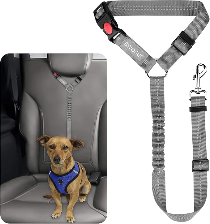 BWOGUE Pet Dog Cat Seat Belts, Car Headrest Restraint Adjustable Safety Leads Vehicle Seatbelt Harness (1 Pack)-Mewly Pet