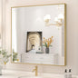 36x36 Inch LED Bathroom Mirror, Gold Metal Framed Lighted Mirror for Bathroom, Wall Mouted LED Vanity Mirror with Lights, 3 Colors and Stepless Dimmable, Anti-Fog, Memory