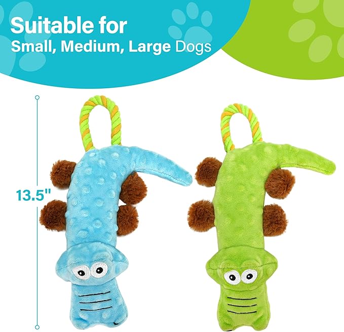 Prime Pets Dog Squeaky Toy, 2 Pack, Tug of War Dog Toys for Small Medium Large Dogs, Interactive Plush Puppy Chew Toy-Mewly Pet