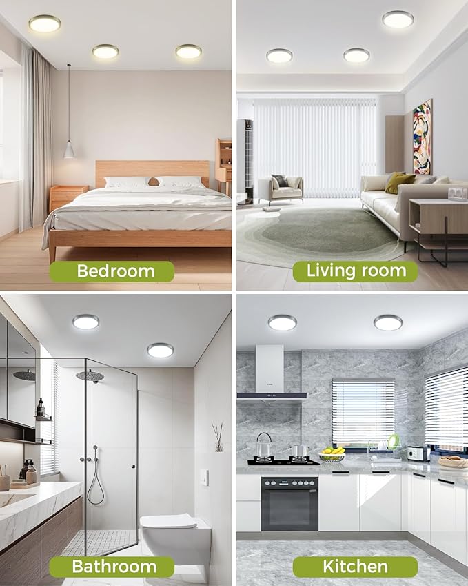 hepside 1Pack Dimmable Flush Mount Ceiling Light Fixture Black, 3CCT Selectable 3000/4000/6500K Ceiling Lamp, 7.5INCH 15W 1500LM Low Profile Light for Bedroom, Kitchen, Bathroom, Hallway