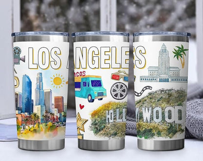 City Travel Mug for City Lover,20oz Double Wall Tumbler Vacuum Insulated Stainless Steel Coffee Cups (Los Angeles)