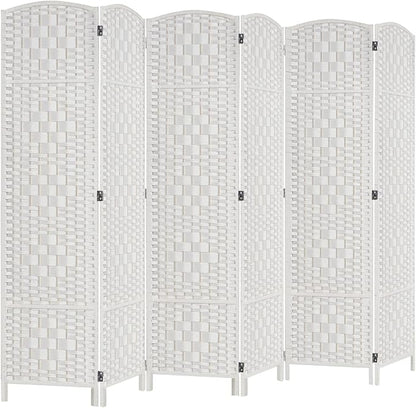 Rose Home Fashion Room Divider, 6 ft Tall Room Dividers and Folding Privacy Screens, 16in Privacy Screen 6 Panel White Space Temporary Wall Foldable Partition Separation
