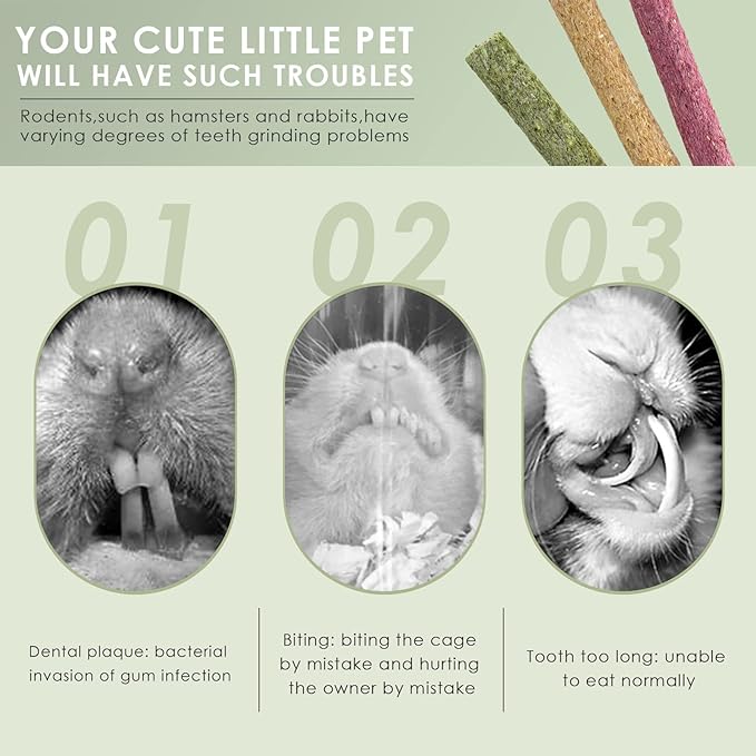 ERKOON Timothy Hay Sticks,Rabbit Chew Toys for Teeth Natural Molar Sticks Rabbits Treats for Bunnies, Chinchilla Guinea Pigs, Gerbil, Hamster (25 Pcs)-Mewly Pet