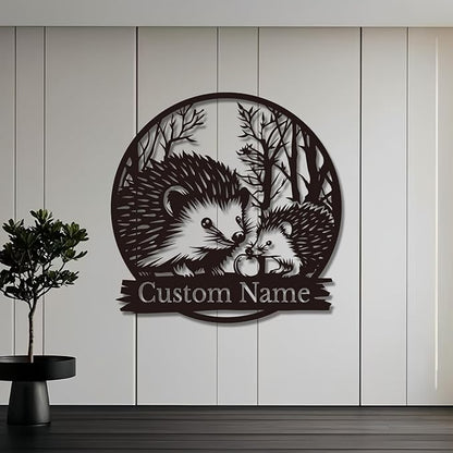 Custom Hedgehog Metal Sign, Personalized Hedgehog Metal Wall Art,Hedgehog Lovers Gift Metal Kid Room Decor,Personalized Hedgehog Lover Name Sign,Kid Nursery Decoration (Hedgehog C)