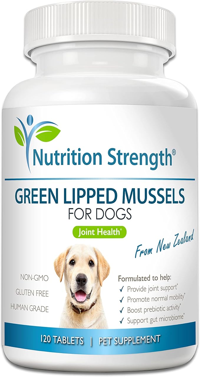 Green Lipped Mussels for Dogs for Joint Support & Inflammatory Relief, Promote Normal Mobility & Flexibility, Boost Prebiotic Activity, Support Gut Microbiome, 120 Chewable Tablets-Mewly Pet