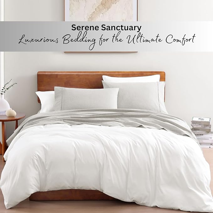 LANE LINEN 100% Organic Cotton Bed Sheets Extra Long Twin, Soft & Comfy Fully Elasticized Percale Perfect for Hospital Bed & Dorm Room, Low Pilling Machine Washable Printed Twin XL Sheet- Snowdrop