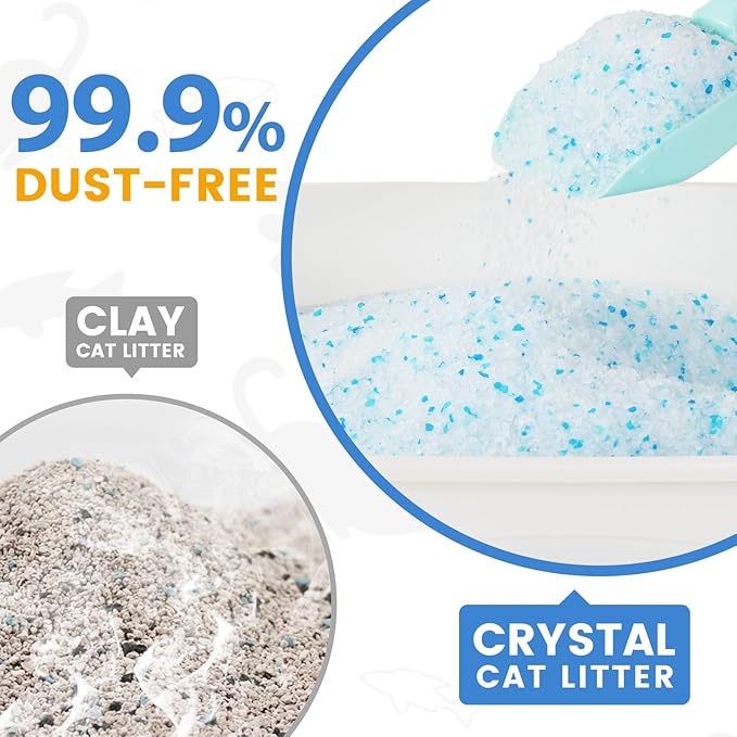 NEWORD Crystals Cat Litter Lightly Scented Litter Superior Odor Control 14 lbs Total (2 Pack of 7lb Bags) Soft-On-Paws Low Tracking Dust-Free Blue Silica Gel-Mewly Pet