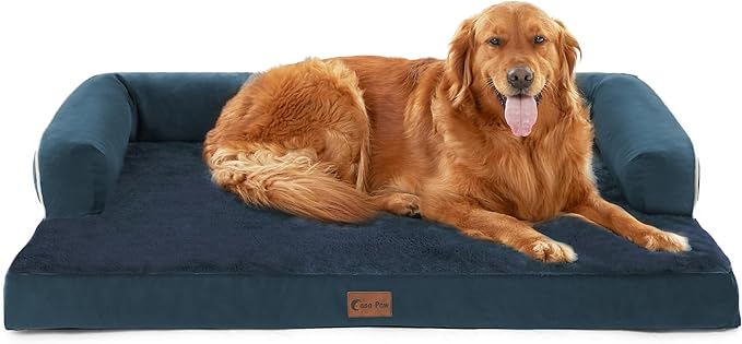 Orthopedic Dog Beds for Extra Large Dogs, Waterproof Dog Beds XLarge, Memory Foam Dogs Couch Beds with Comfy Bolster, Removable Washable Cover and Nonskid Bottom (X-Large,Navy Blue)-Mewly Pet