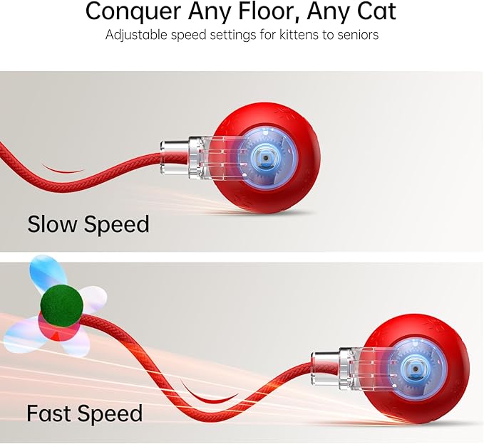 Interactive Cat Ball Toy - 2025 Smart Rolling Cat Toy with Shiny Tail, Motion Activated Boredom Relief for Indoor Cats, USB Rechargeable & Obstacle Avoidance-Mewly Pet