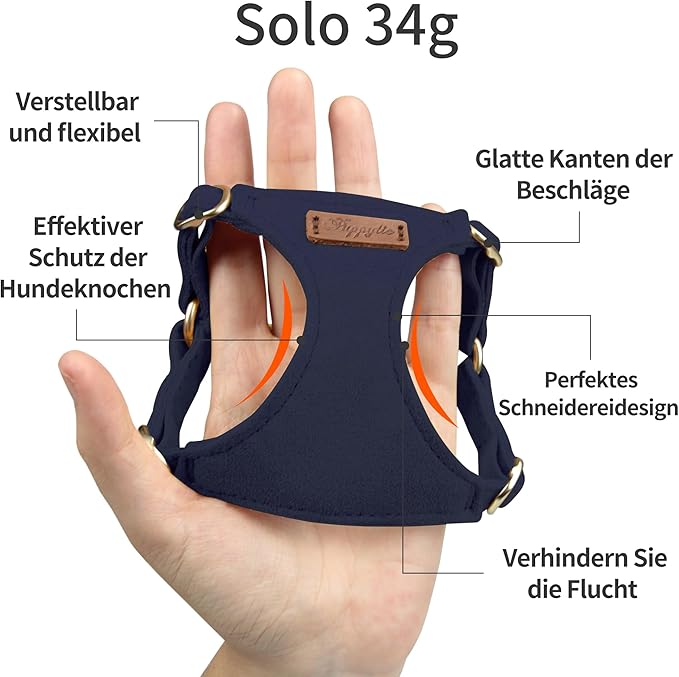 Puppytie No Pull xs Dog Harness with Multifunction Dog Leash,Soft Adjustable No Choke Escape Proof Pet Harness Vest,Navy,XS-Mewly Pet