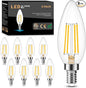 Cotanic Dimmable Candelabra LED Bulb 3000K Soft White,E12 Base Ceiling Fan Light Bulb 60W Equivalent, B11 LED Candle Shape with Clear Glass,C35 Filament Chandelier Light Bulb,600LM,8 Pack