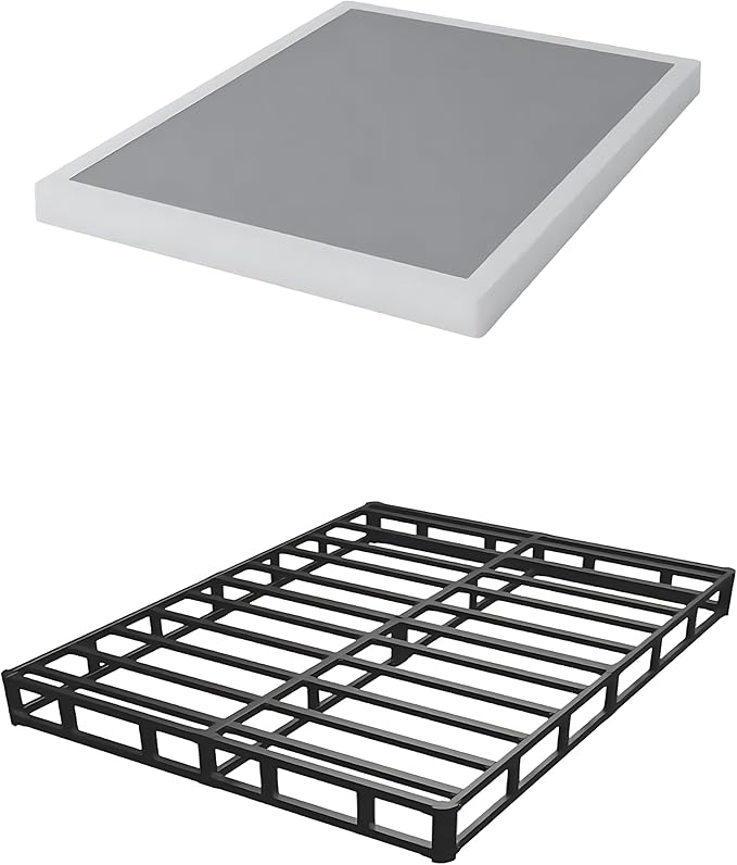 Full Box Spring 3 Inch, Low Profile Box Spring for Full Bed, Heavy Duty Mattress Foundation,Metal Bed Base with Fabric Cover/Non-Slip/Easy Assembly