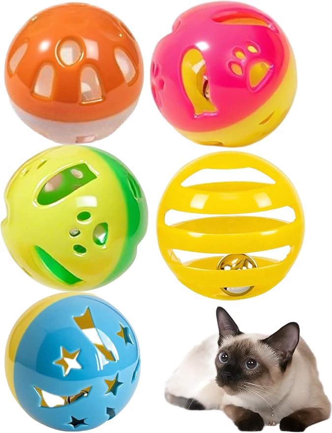 5 Pack Cat Toys, Fun & Interactive (1.5'', Basic Cat Toy Set)-Mewly Pet