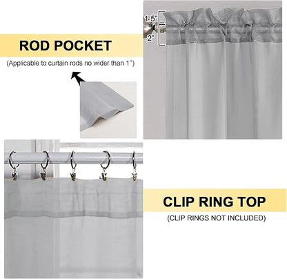 OVZME Light Grey Sheer Curtains 84 Inches Long 2 Panels - Soft Light Filtering Window Sheer Panels for Living Room/Bedroom, Top Dual Rod Pocket, 1 Pair, Each 42Wx84L Inches