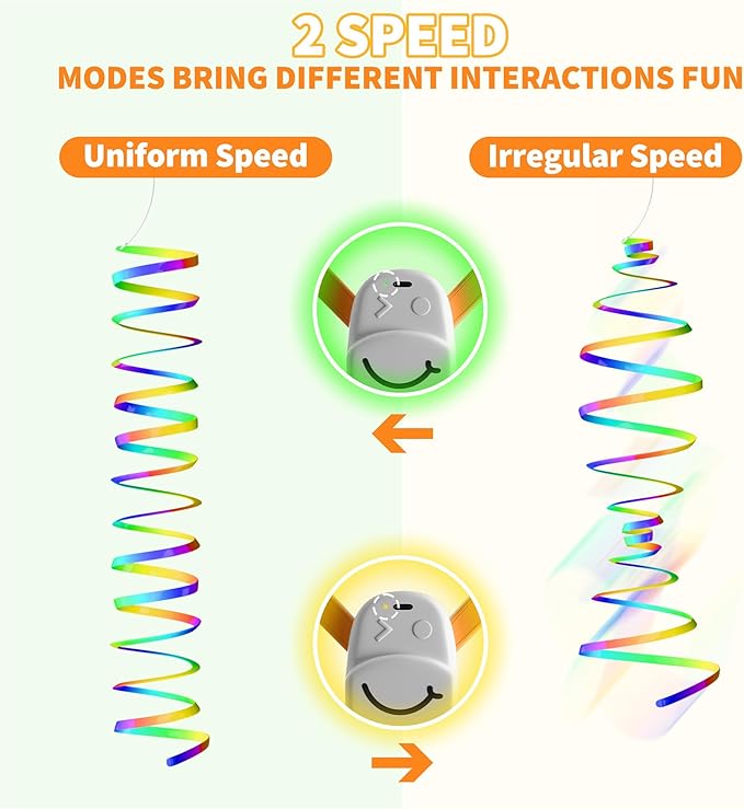 Interactive Cat Toy,Automatic Cat Toy for Indoor Cats,Hanging Door Clip Ribbon 360° Rotation,Feather & Rainbow Cat Stimulating Ribbons Cat Toys for Bored Adult/Kitten Exercise-Mewly Pet
