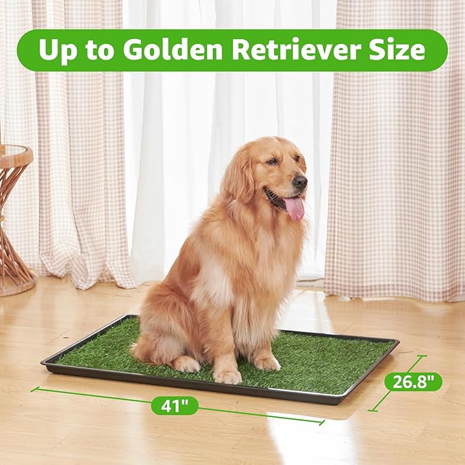 Dog Grass Large Potty Patch, Dog Litter Boxes Artificial Grass Bathroom Turf for Pet Training, Washable Puppy Pee Pad, Perfect Indoor/Outdoor Portable Potty Pet Loo-Mewly Pet