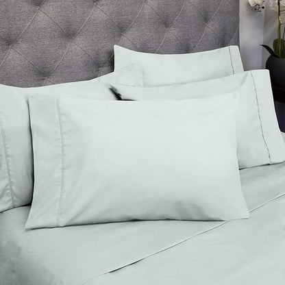 Sweet Home Collection 6 Piece 1500 Supreme Collection Brushed Microfiber Deep Pocket Sheet Set-2 Extra Pillow Cases, Great Value, Split King, Mint