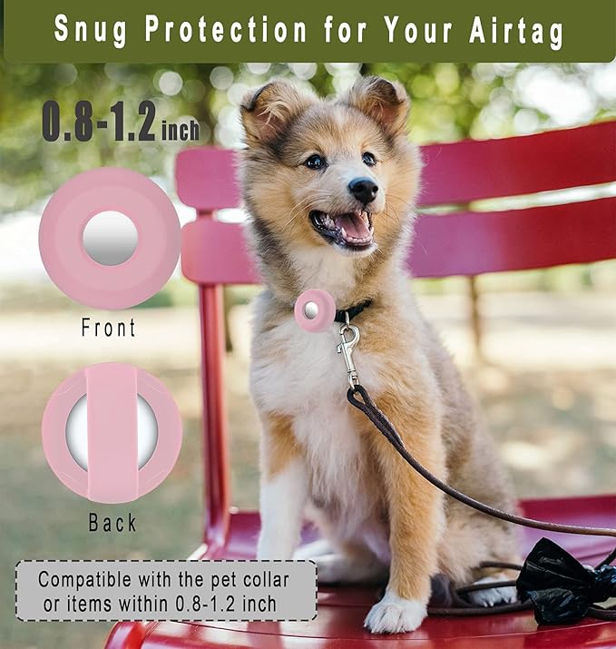 Airtag Holder for Dog Collar, Cibaabo Silicone Air Tag Case Cover Compatible with Apple Airtags for 0.8-1.2inch Cat Pet Collar Harness Loop-Mewly Pet