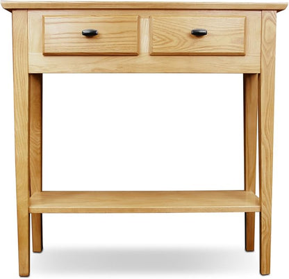 30 in. Solid Wood Hall Entryway Console Sofa Table with Shelf and Two Drawers, Desert Sand Natural Brown – Leick Home, 10075-DS
